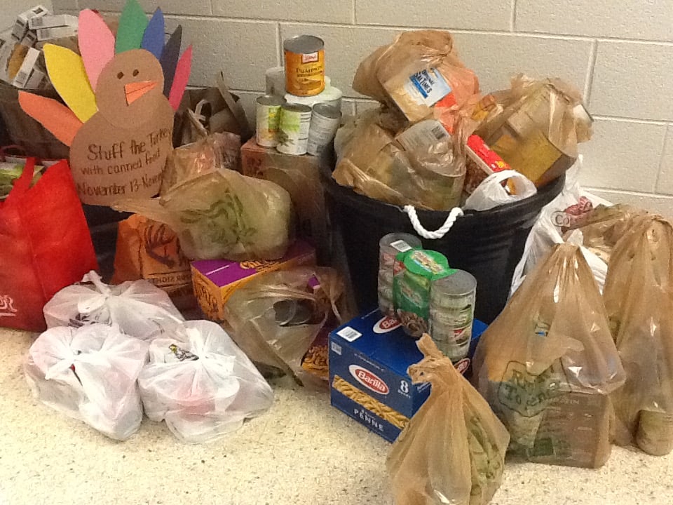 bags of cans of food