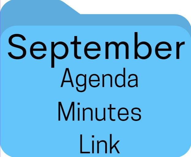 Blue folder to access agenda, minutes and zoom link