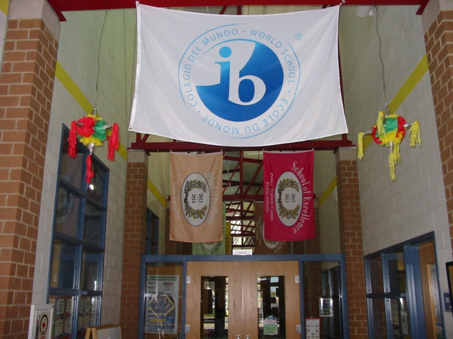 IB and school of excellence flags, and pinatas