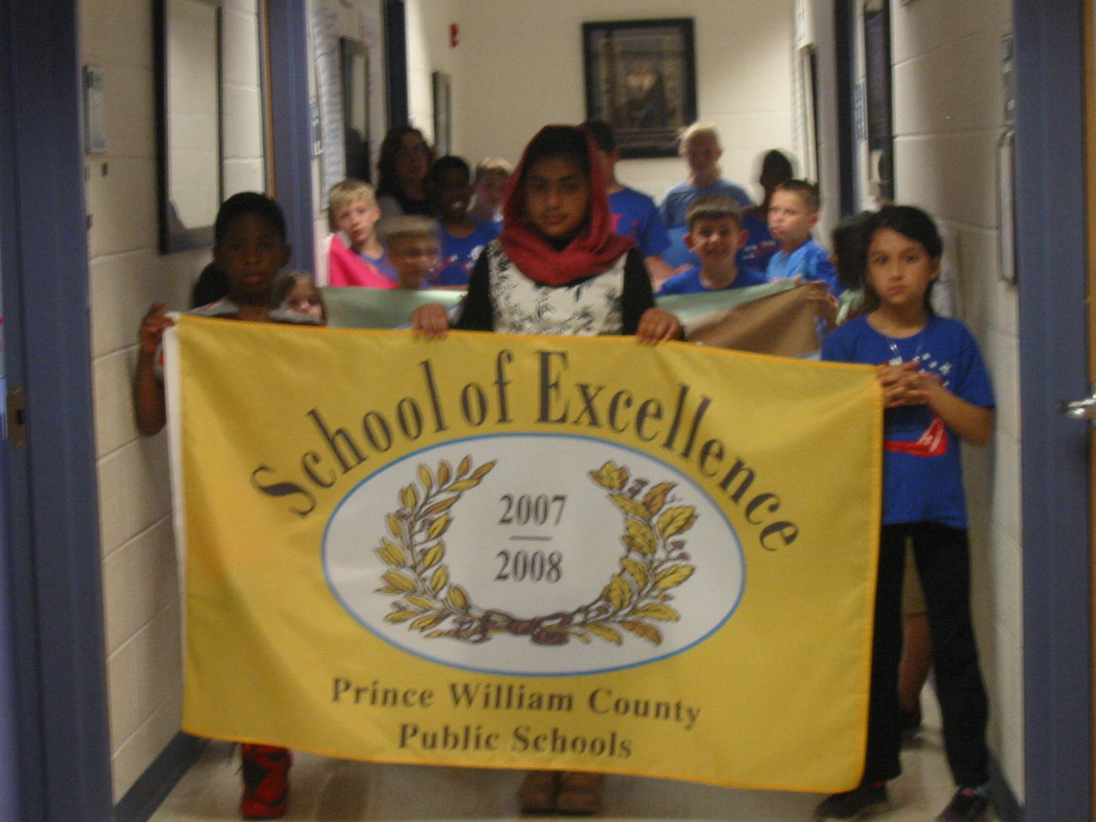 students holding flag