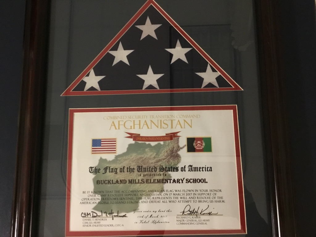 recognition from U.S. military in Afghanistan for 2nd grade music video